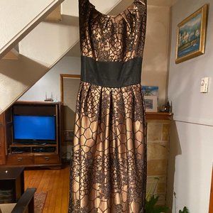 Beautiful Gold and Black Patterned Overlay Dress